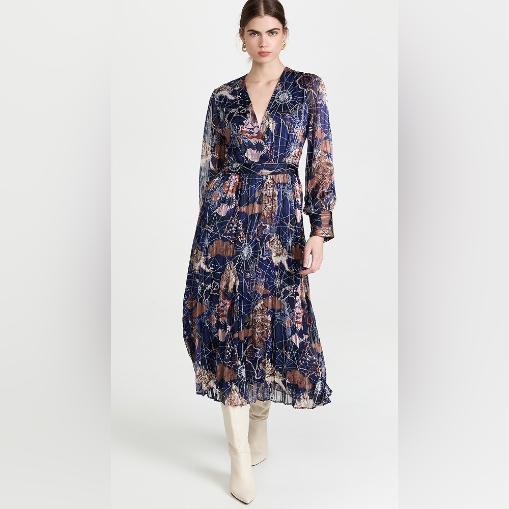 Scotch & Soda Navy Floral Long Sleeve Dress